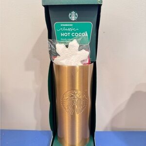 Starbucks Gold Tumbler with Embossed Logo